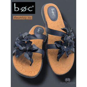 Born BOC Blur Size 11 Flower Petal Vegan Leather Thong Sandals Floral Heel Shoes